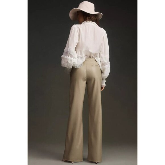 NWT Hudson High-Rise Rosie Faux Leather Trousers 27 Pants Tan $265 Chinchilla - Picture 3 of 11